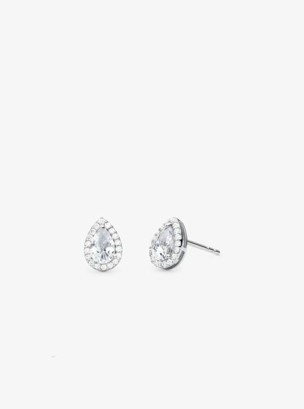 Damske Nausnice Michael Kors Sterling Silver Pavé Pear Shaped Stud Strieborne - Šperky Michael Kors Levně | QUHOG-6892